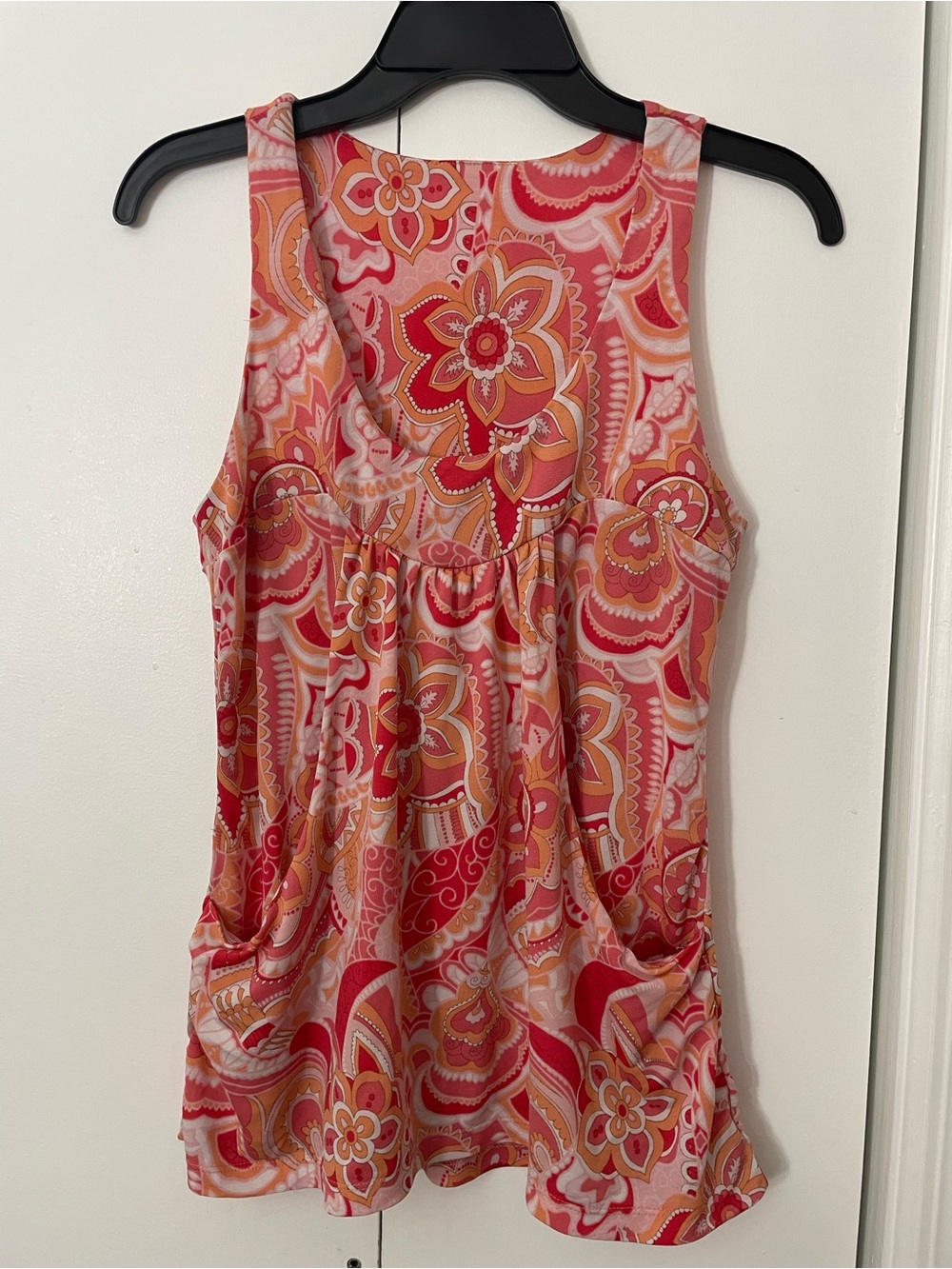 Floral Paisley Sleeveless Tank Top in Pink and Orange